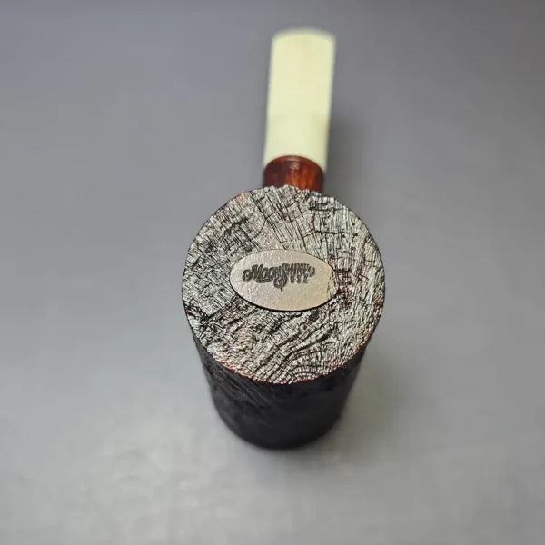 Moonshine MS06 Leather Sandblasted Stoker Poker w/ White Stem Briar Pipe, New - Image 7