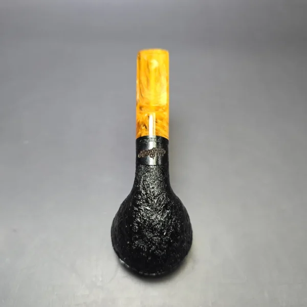 Moonshine MS02 Black Sandblasted Devil Dog Rhodesian w/ Yellow Stem Briar Pipe, New - Image 7