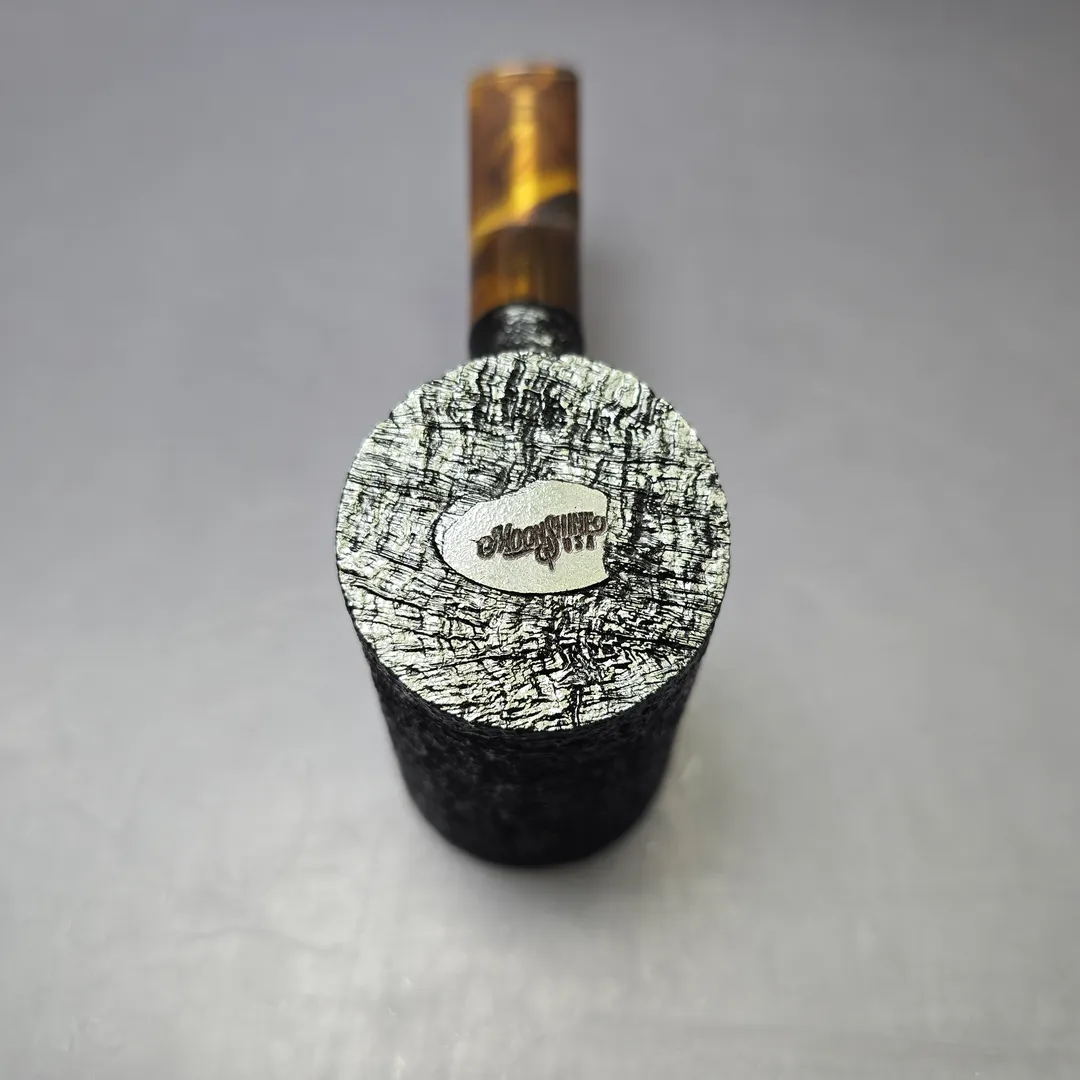 Moonshine MS06 Black Sandblasted Stoker Poker w/ Tortoiseshell Stem Briar Pipe, New - Image 7