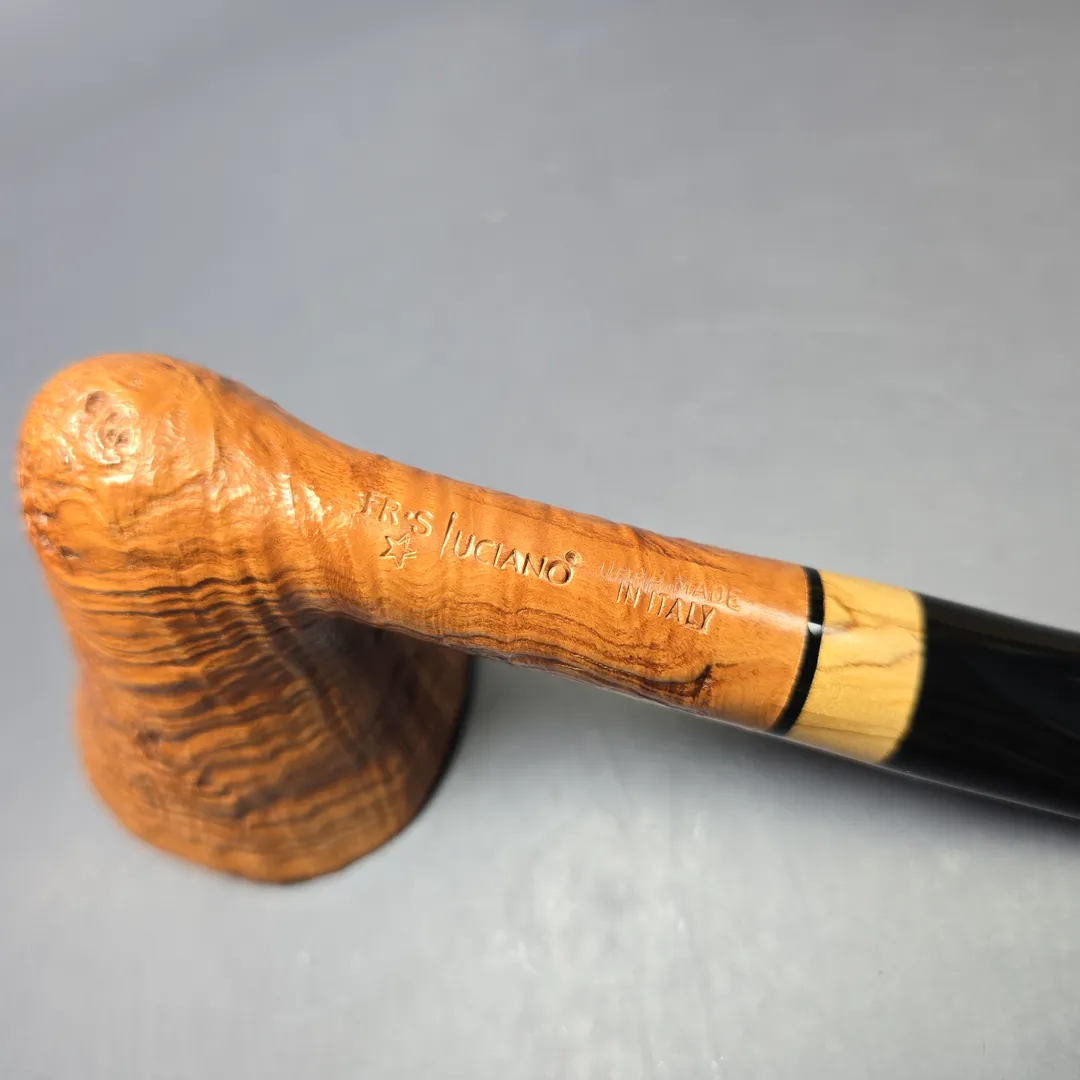 Luciano FR S* Sandblasted Freehand w/ Olivewood Estate Briar Pipe, Unsmoked - Image 7