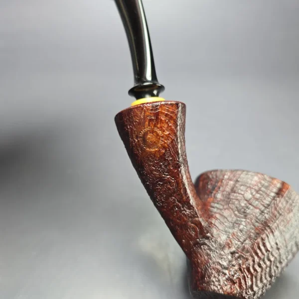 Madao 3000 Sandblasted Asymmetric Standing Dublin w/ Boxwood Handmade Briar Pipe, New - Image 7