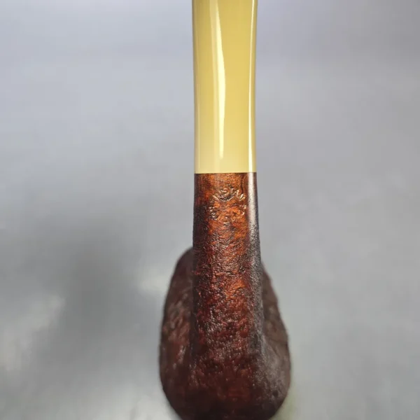 Pipe Tristan Contrast Sandblasted LC Bent Billiard w/ Tan Ebonite Handmade Briar Pipe, New - Image 8