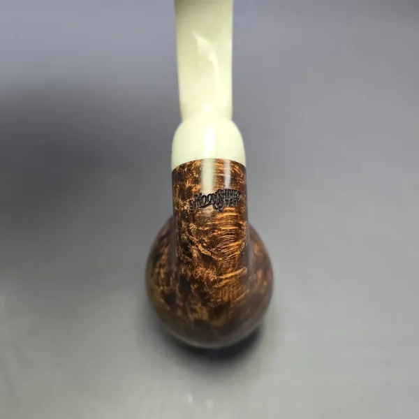 Moonshine MS12L Dark Smooth Long Stem Grapeshot w/ White Stem Briar Pipe, New - Image 8