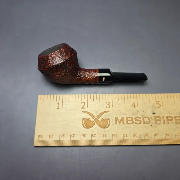 Moonshine MS02 Leather Sandblasted Devil Dog Rhodesian w/ Black Stem Briar Pipe, New - Image 8