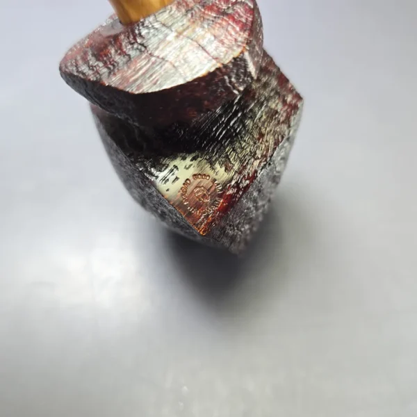 Madao Sandblasted "Drum" Blowfish w/ Boxwood Handmade Briar Pipe, New - Image 8