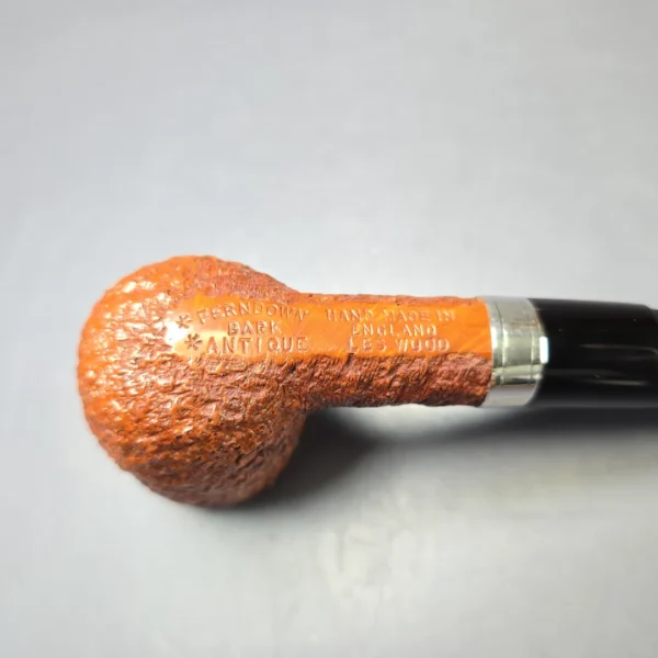 Ferndown Antique Bark 2 Star Partially Rusticated Billiard w/ Silver Estate Briar Pipe, Unsmoked - Image 8