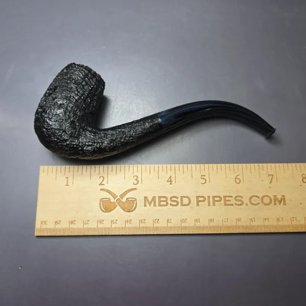 Pipe Tristan Sandblasted LC Bent Billiard w/ Blue Cumberland Handmade Briar Pipe, New - Image 9