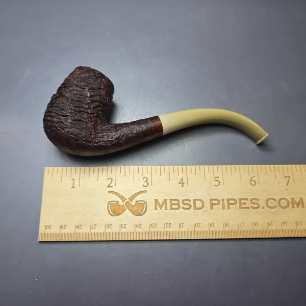 Pipe Tristan Contrast Sandblasted LC Bent Billiard w/ Tan Ebonite Handmade Briar Pipe, New - Image 9