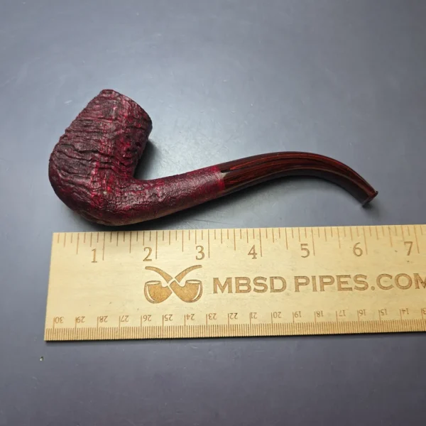 Pipe Tristan Contrast Sandblasted LC Bent Billiard w/ Cumberland Briar Pipe, New - Image 9