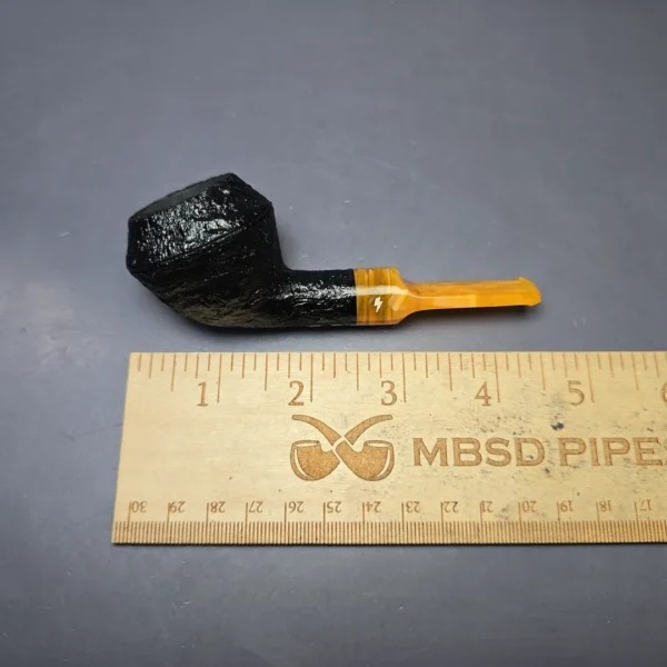 Moonshine MS02 Black Sandblasted Devil Dog Rhodesian w/ Yellow Stem Briar Pipe, New - Image 9