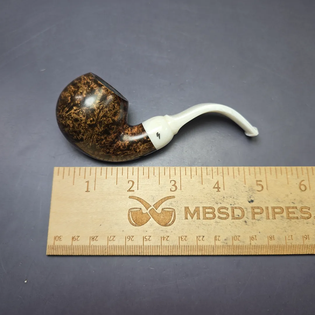 Moonshine MS12L Dark Smooth Long Stem Grapeshot w/ White Stem Briar Pipe, New - Image 9