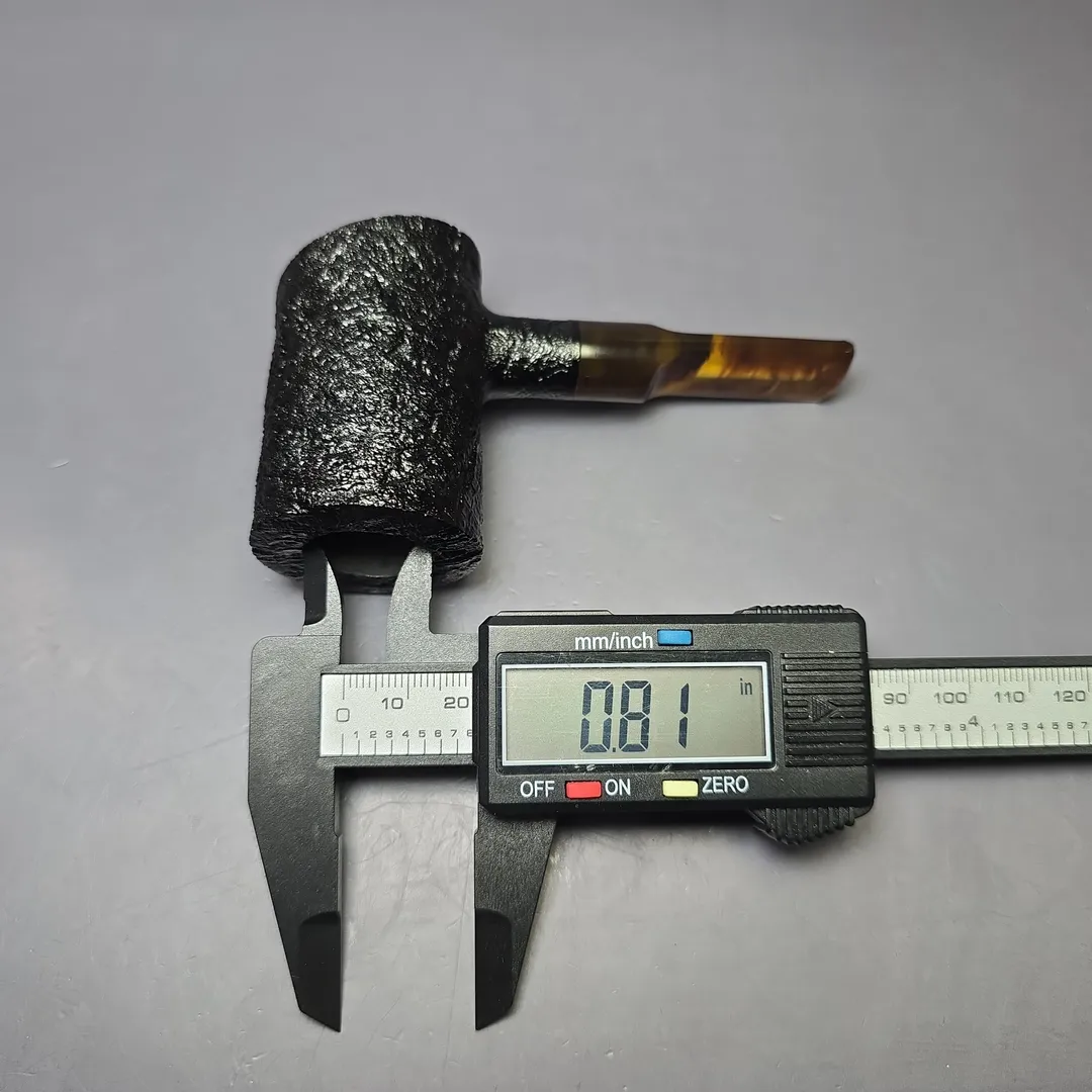 Moonshine MS06 Black Sandblasted Stoker Poker w/ Tortoiseshell Stem Briar Pipe, New - Image 9