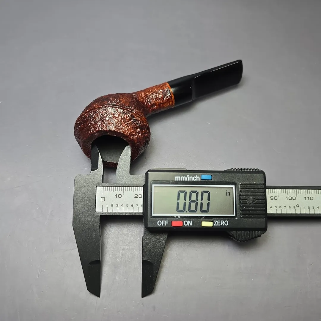 Moonshine MS02 Leather Sandblasted Devil Dog Rhodesian w/ Black Stem Briar Pipe, New - Image 9