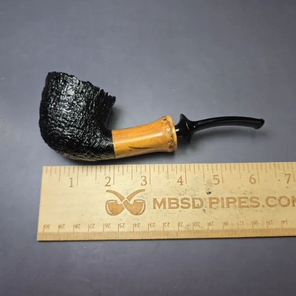 J Mouton Sandblasted Dublin w/ Bamboo & Walrus Estate Briar Pipe, Unsmoked - Image 9