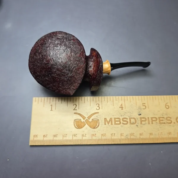 Madao Sandblasted "Drum" Blowfish w/ Boxwood Handmade Briar Pipe, New - Image 9