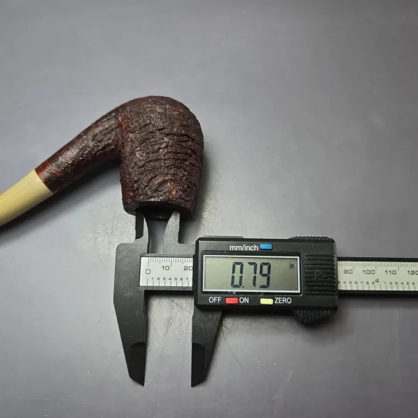Pipe Tristan Contrast Sandblasted LC Bent Billiard w/ Tan Ebonite Handmade Briar Pipe, New - Image 10