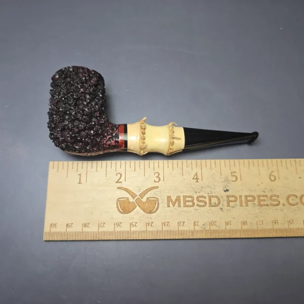 Walt Cannoy Cardinal House Morton Lava Rock Bamboo Billiard Handmade Briar Pipe, New - Image 10