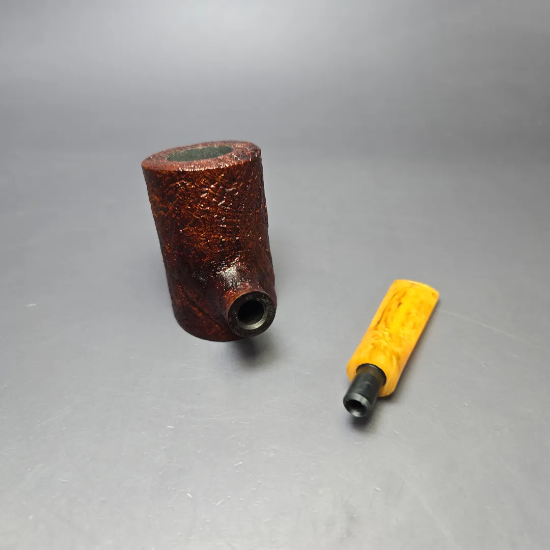 Moonshine MS06 Leather Sandblasted Stoker Poker w/ Yellow Stem Briar Pipe, New - Image 10