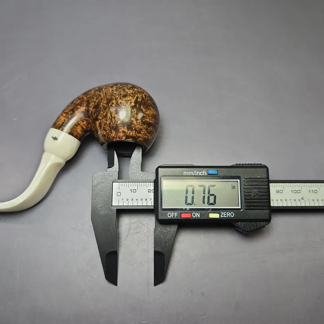 Moonshine MS12L Dark Smooth Long Stem Grapeshot w/ White Stem Briar Pipe, New - Image 10