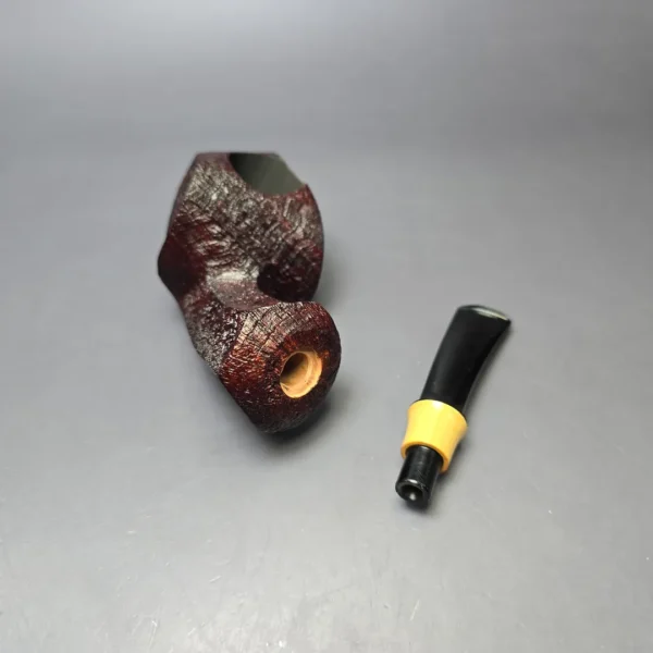 Madao 3000 Sandblasted Swimming Blowfish w/ Boxwood Handmade Briar Pipe, New - Image 10