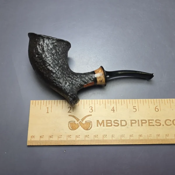Kent Rasmussen Sandblasted Asymmetric Elephant's Foot w/ Masur Birch Estate Briar Pipe, Unsmoked - Image 10