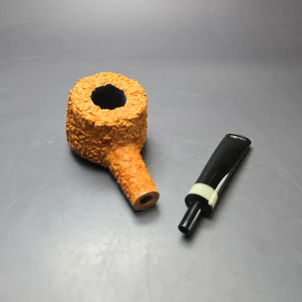 Pipe Tristan "Shape 55" Rusticated Pot w/ Horn Handmade Briar Pipe, New - Image 11