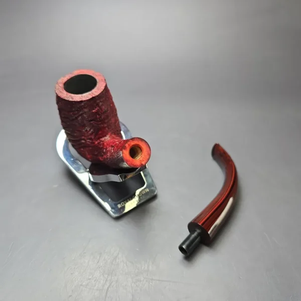 Pipe Tristan Contrast Sandblasted LC Bent Billiard w/ Cumberland Briar Pipe, New - Image 11