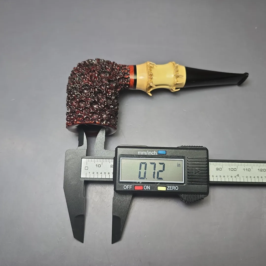 Walt Cannoy Cardinal House Morton Lava Rock Bamboo Billiard Handmade Briar Pipe, New - Image 11