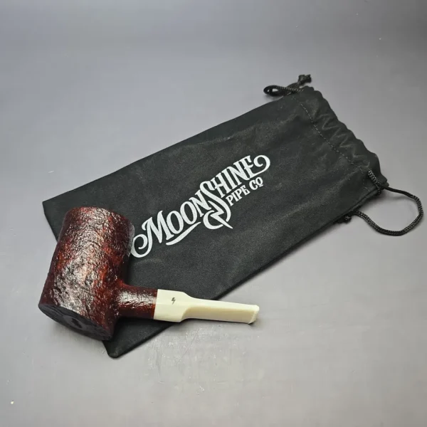 Moonshine MS06 Leather Sandblasted Stoker Poker w/ White Stem Briar Pipe, New - Image 11