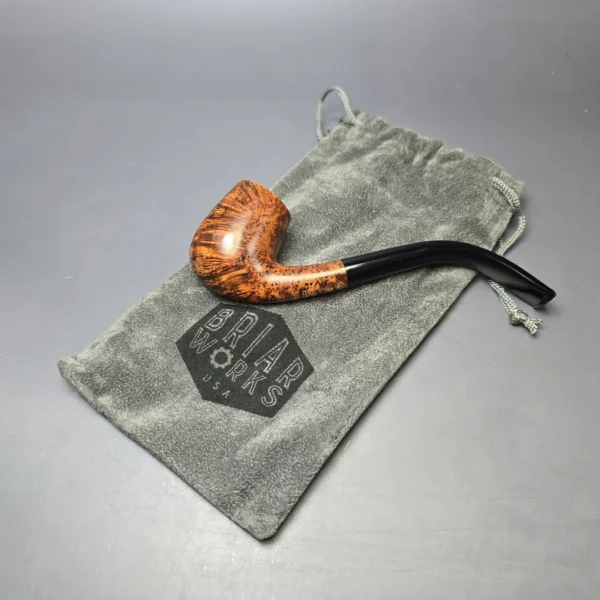 BriarWorks Classic C13 Dark Smooth Bent Billiard w/ Black Stem Briar Pipe, New - Image 11