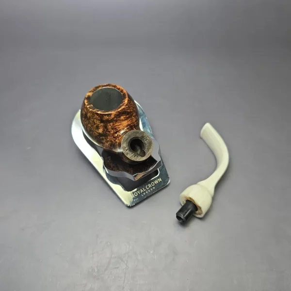 Moonshine MS12L Dark Smooth Long Stem Grapeshot w/ White Stem Briar Pipe, New - Image 11