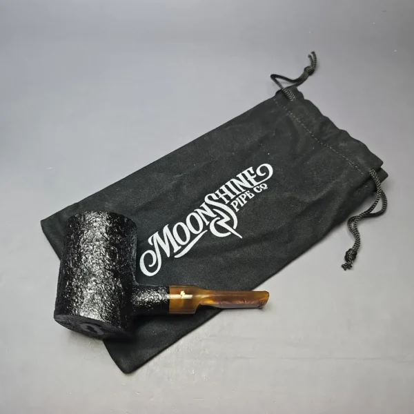 Moonshine MS06 Black Sandblasted Stoker Poker w/ Tortoiseshell Stem Briar Pipe, New - Image 11