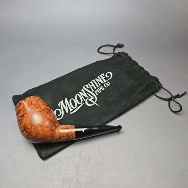Moonshine MS03 Dark Smooth Deviled Egg Anse w/ Black Stem Briar Pipe, New - Image 11