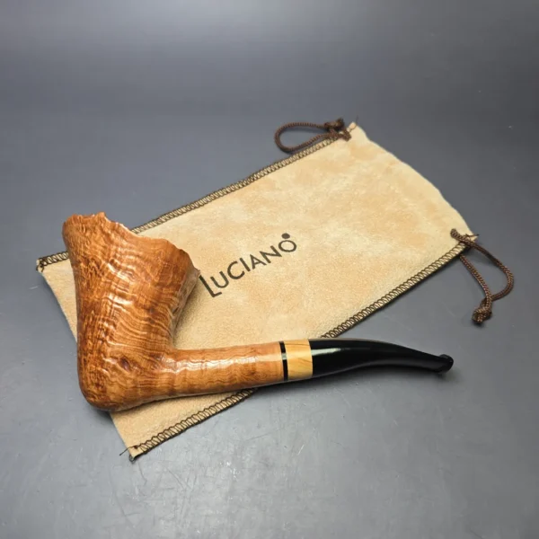 Luciano FR S* Sandblasted Freehand w/ Olivewood Estate Briar Pipe, Unsmoked - Image 11