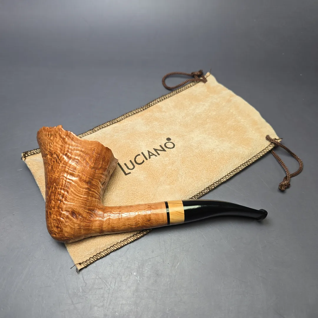 Luciano FR S* Sandblasted Freehand w/ Olivewood Estate Briar Pipe, Unsmoked - Image 11