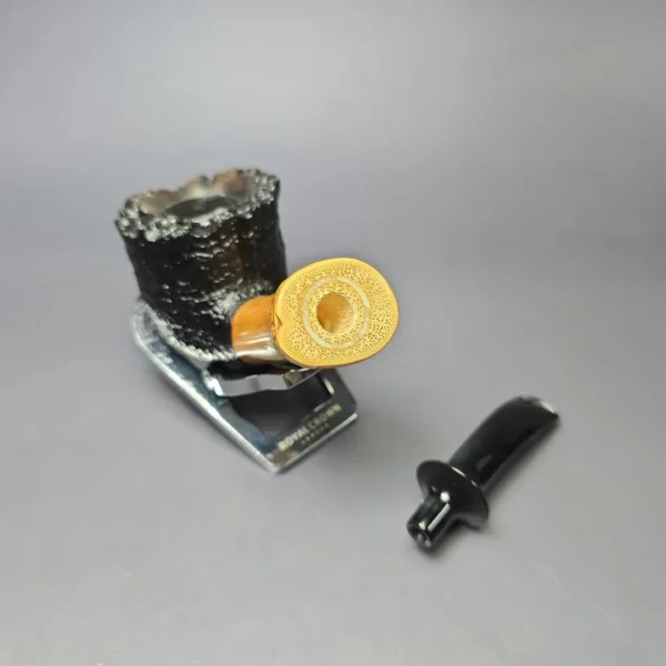 J Mouton Sandblasted Dublin w/ Bamboo & Walrus Estate Briar Pipe, Unsmoked - Image 11