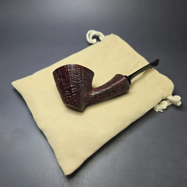 Madao 3000 Sandblasted Asymmetric Standing Dublin w/ Boxwood Handmade Briar Pipe, New - Image 11