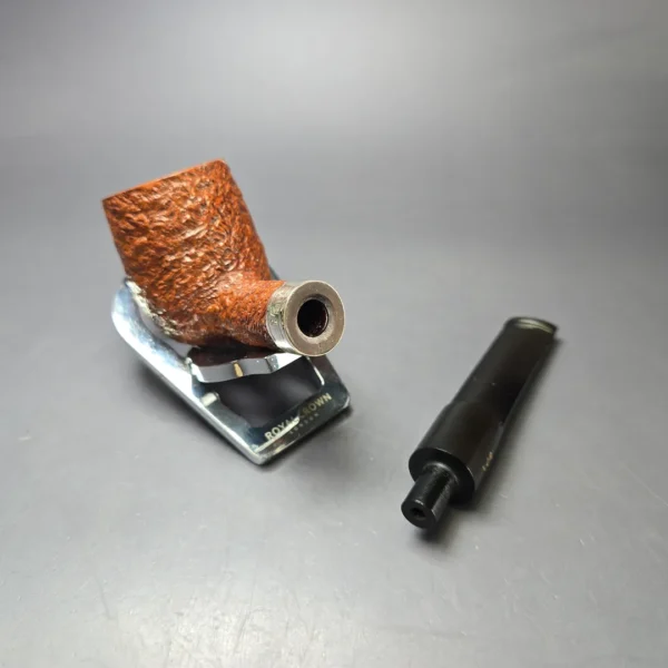 Ferndown Antique Bark 2 Star Partially Rusticated Billiard w/ Silver Estate Briar Pipe, Unsmoked - Image 11