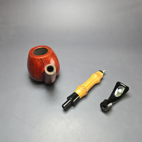 Bjarne Nielsen Signature Grade AX Smooth Apple w/ Bamboo Estate Briar Pipe, Unsmoked - Image 11