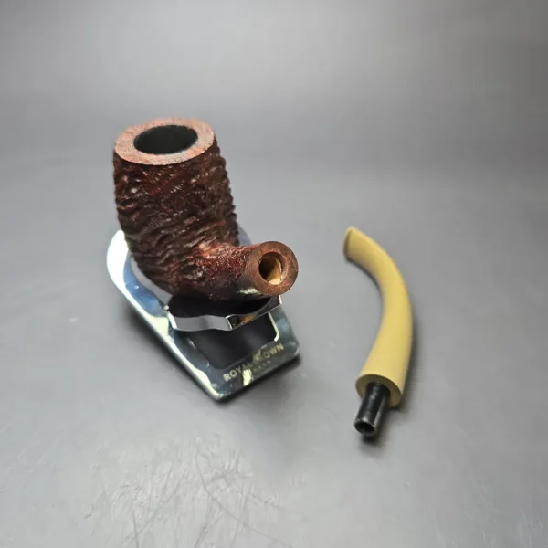 Pipe Tristan Contrast Sandblasted LC Bent Billiard w/ Tan Ebonite Handmade Briar Pipe, New - Image 11