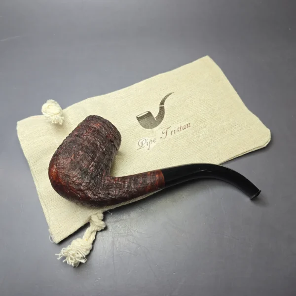 Pipe Tristan "Antique Shell" Sandblasted LC Bent Billiard Handmade Briar Pipe, New - Image 11