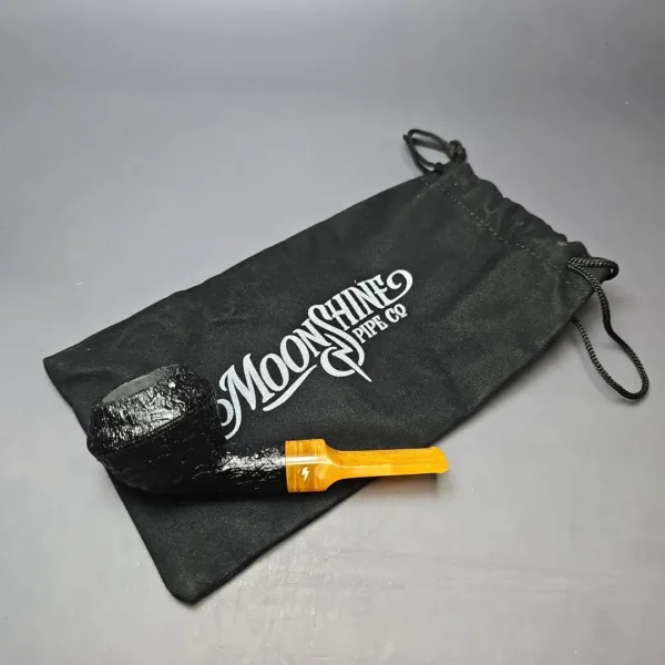 Moonshine MS02 Black Sandblasted Devil Dog Rhodesian w/ Yellow Stem Briar Pipe, New - Image 12