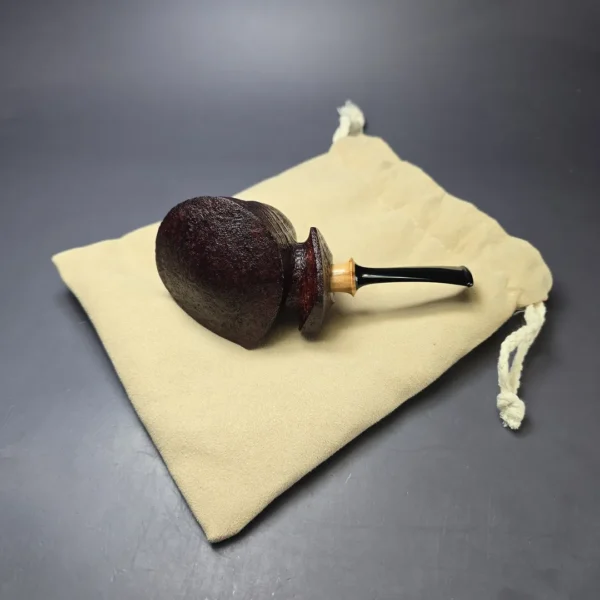 Madao Sandblasted "Drum" Blowfish w/ Boxwood Handmade Briar Pipe, New - Image 12