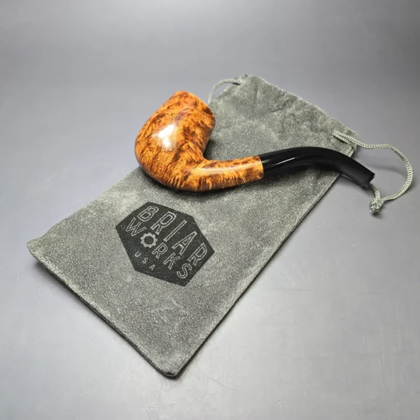 BriarWorks Classic C12 Dark Smooth Bent Billiard w/ Black Stem Briar Pipe, New - Image 12
