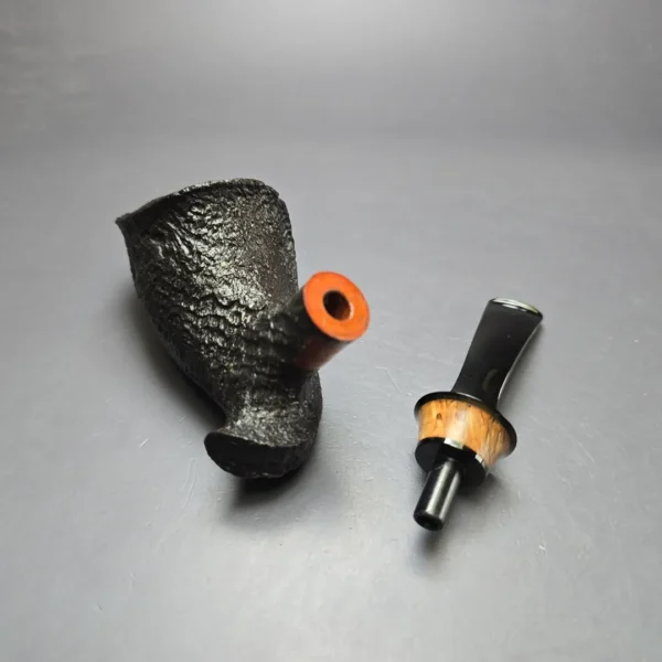 Kent Rasmussen Sandblasted Asymmetric Elephant's Foot w/ Masur Birch Estate Briar Pipe, Unsmoked - Image 12
