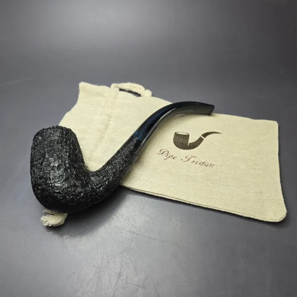 Pipe Tristan Sandblasted LC Bent Billiard w/ Blue Cumberland Handmade Briar Pipe, New - Image 12