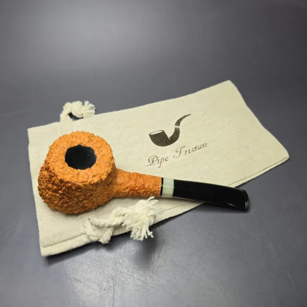 Pipe Tristan "Shape 55" Rusticated Pot w/ Horn Handmade Briar Pipe, New - Image 12