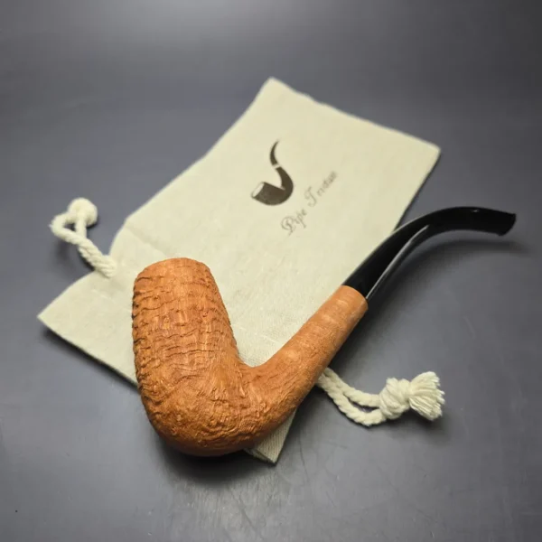 Pipe Tristan Sandblasted "Tanshell" LC Bent Billiard Handmade Briar Pipe, New - Image 13