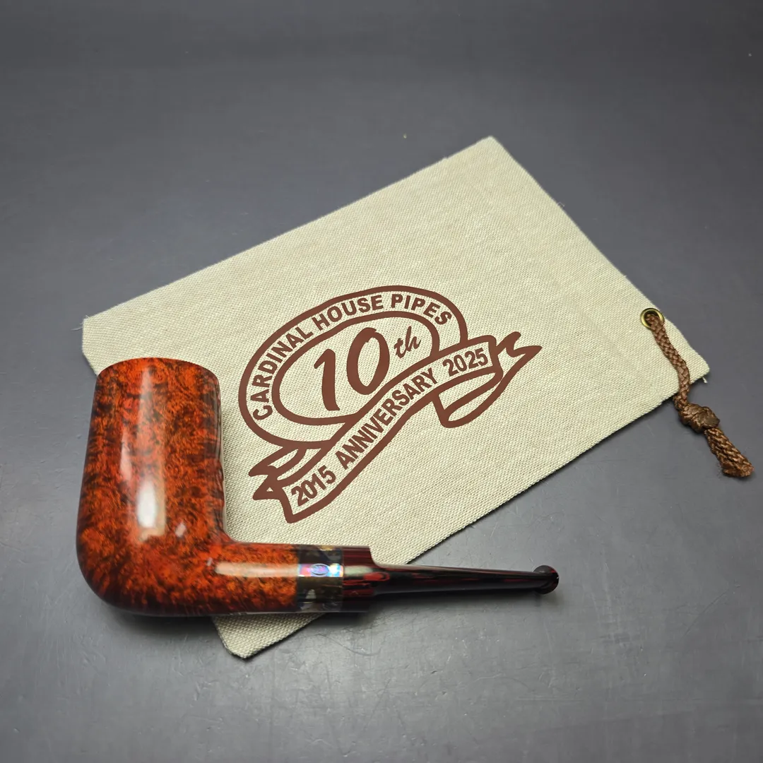 Walt Cannoy Cardinal House Hollingsworth Smooth Stack w/ Silver Handmade Briar Pipe, New - Image 13