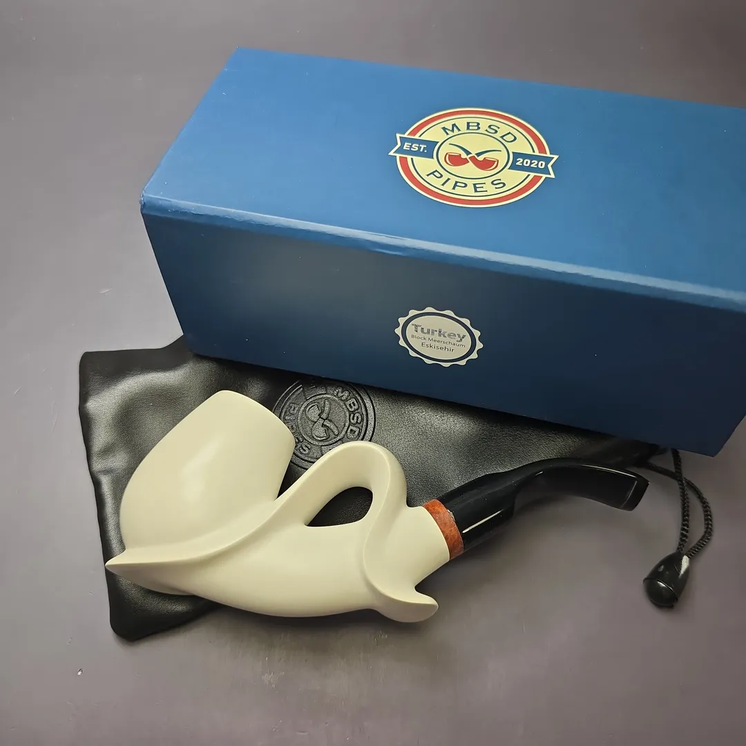 MBSD Meerschaum Deluxe Smooth Antique Style Billiard Block Meerschaum Pipe, New - Image 2